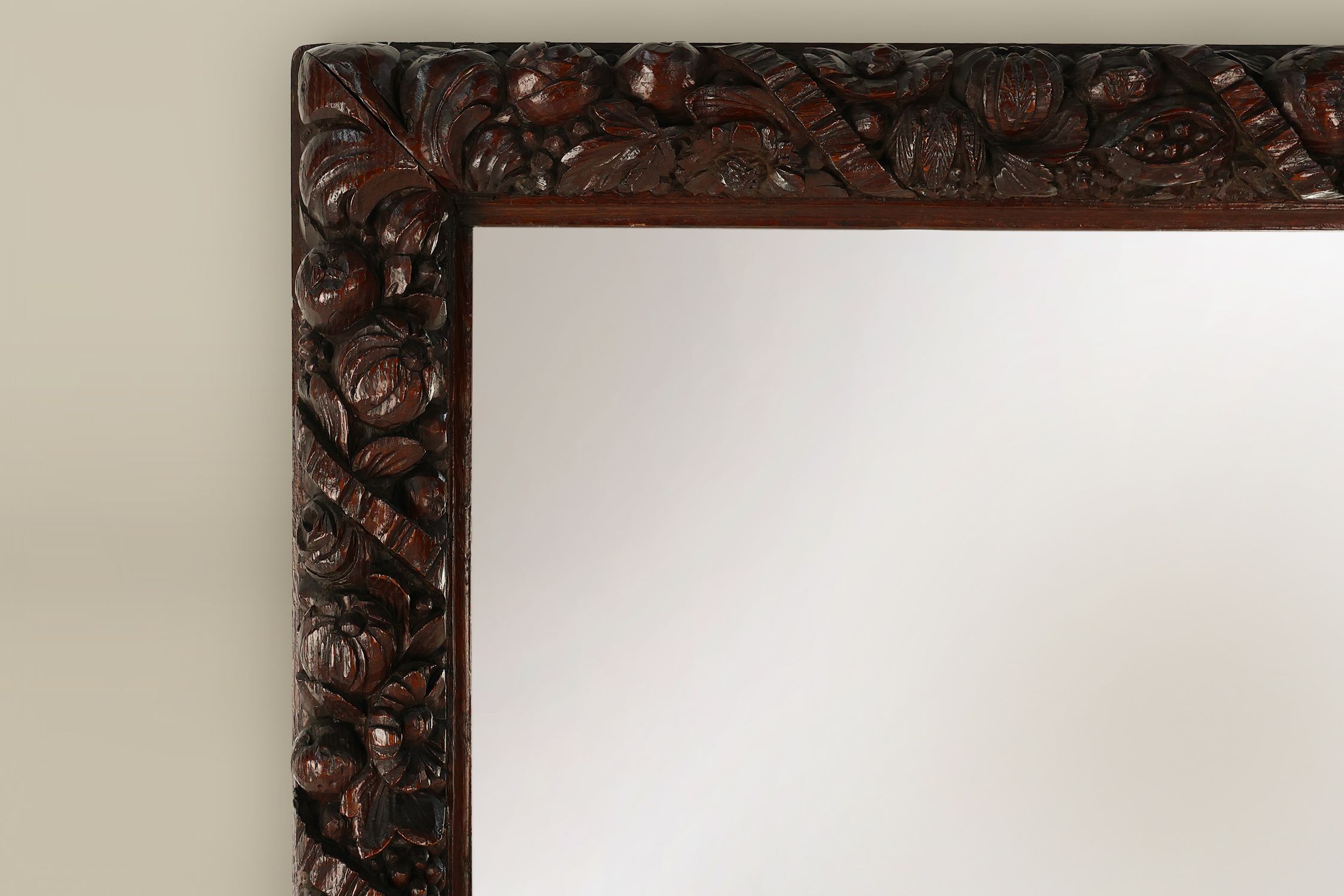 Rare large Antique Baroque or Rococo style hand carved oak mirror, France ca. 1800thumbnail